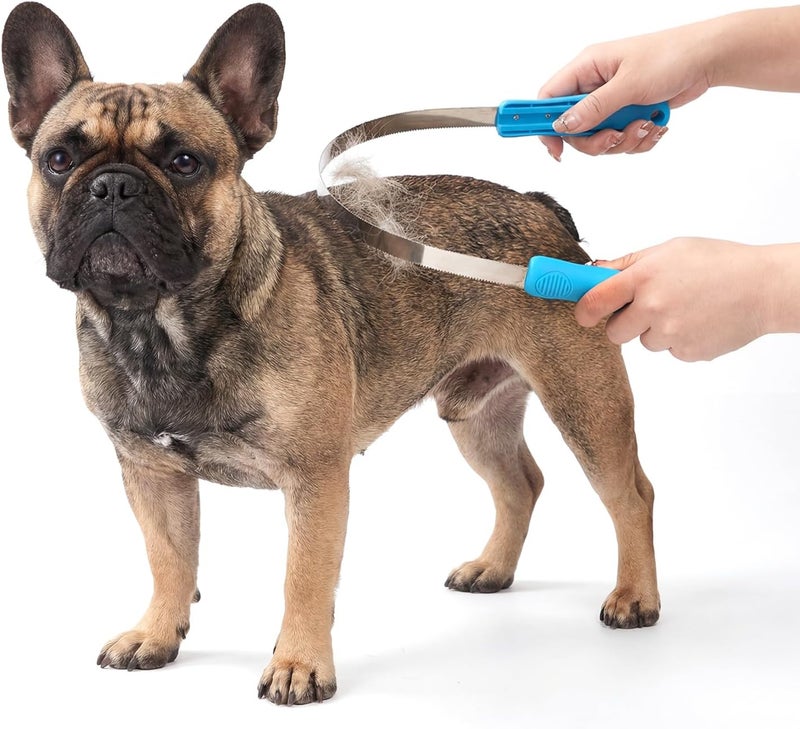 ZENFUN 6 Pc Dual-Sided Dog Shedding Blade, Stainless Steel Grooming Tool for Horse, Cattle, Sheep with Comfort Grip, Curry Deshedder De-Shedding Tool for All Dogs Coat Types (Single Loop Double Loops) - Image 5
