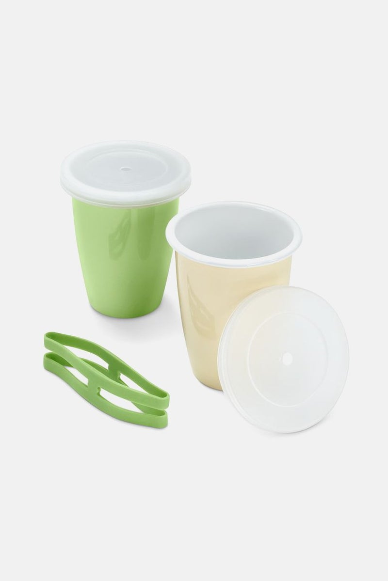 Tchibo 2 Pieces Enamel Picnic Mugs, Green and Yellow  - Image 2