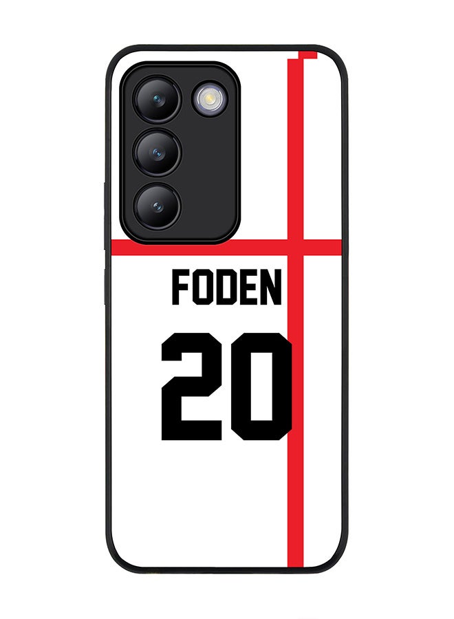 Stylizedd Rugged Black edge case for Vivo V30 Lite 5G, Slim fit Soft Case Flexible TPU Gel Thin Cover -  Football Team - England, Player Name - Foden - Image 1