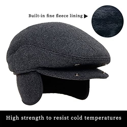 Tandarui Winter for Men Outdoor Cap,Newsboy Cap,Beret Hat Men Beret Flat Newsboy Gatsby Boston Scally Caps Peaky Blinders Hat Flat Cap Hats Dad Caps Earflaps Thickened 59-60CM（Winter-L） - Image 3