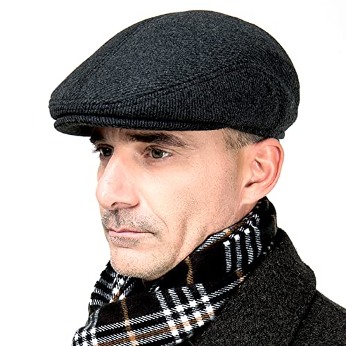 Tandarui Winter for Men Outdoor Cap,Newsboy Cap,Beret Hat Men Beret Flat Newsboy Gatsby Boston Scally Caps Peaky Blinders Hat Flat Cap Hats Dad Caps Earflaps Thickened 59-60CM（Winter-L） - Image 1