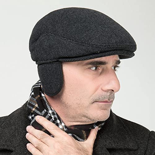 Tandarui Winter for Men Outdoor Cap,Newsboy Cap,Beret Hat Men Beret Flat Newsboy Gatsby Boston Scally Caps Peaky Blinders Hat Flat Cap Hats Dad Caps Earflaps Thickened 59-60CM（Winter-L） - Image 2