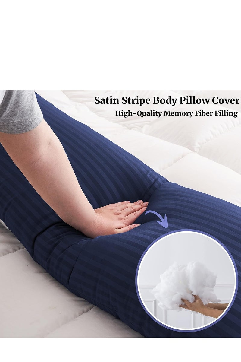 Pioneer sleep like never before Full Body Pillow Insert - Fluffy Long Bed Pillow for Adults - Firm Large Body Pillow for Side and Back Sleepers - 20x54 Inch(Navy Blue) - Image 3