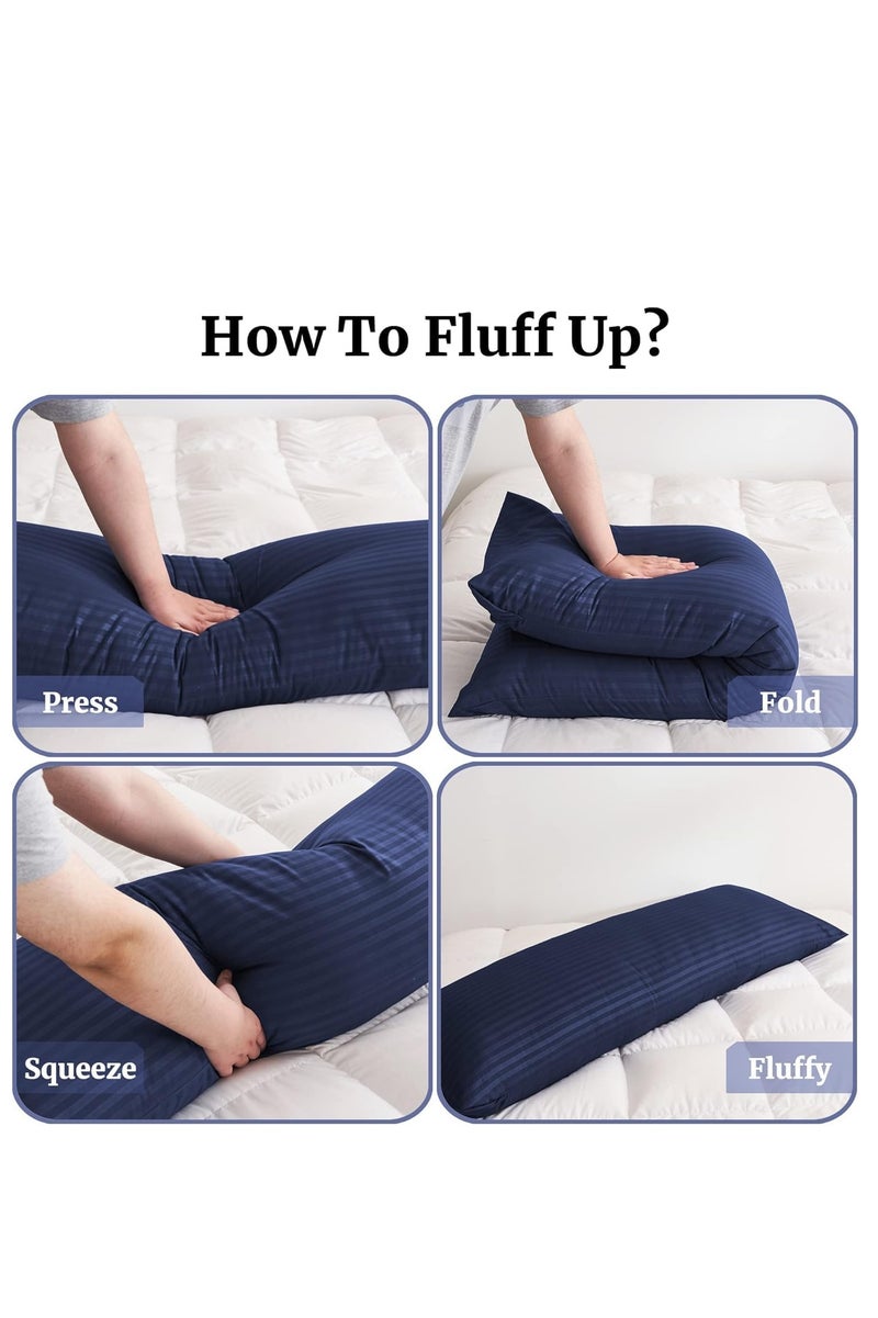 Pioneer sleep like never before Full Body Pillow Insert - Fluffy Long Bed Pillow for Adults - Firm Large Body Pillow for Side and Back Sleepers - 20x54 Inch(Navy Blue) - Image 5