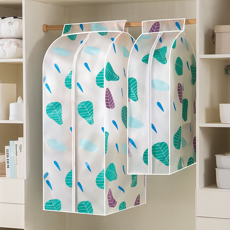 1pc Refreshing Leaf Pattern PEVA Cloths And Suit Bag Three-dimensional Bag 110x60cm(Green) - Image 4