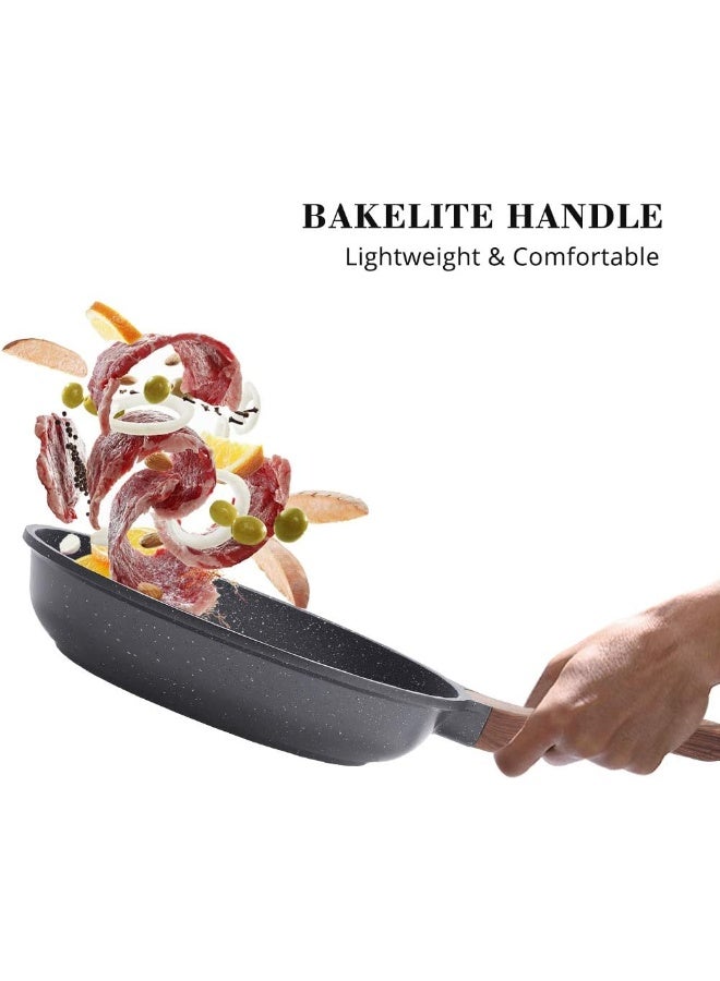 SENSARTE Nonstick Frying Pan Skillet, Swiss Granite Coating Omelette Pan, Healthy Stone Cookware Chef's Pan, PFOA Free (8/9.5/10/11/12.5 Inch) (8 Inch) - Image 3