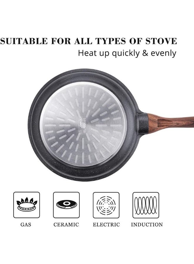 SENSARTE Nonstick Frying Pan Skillet, Swiss Granite Coating Omelette Pan, Healthy Stone Cookware Chef's Pan, PFOA Free (8/9.5/10/11/12.5 Inch) (8 Inch) - Image 4