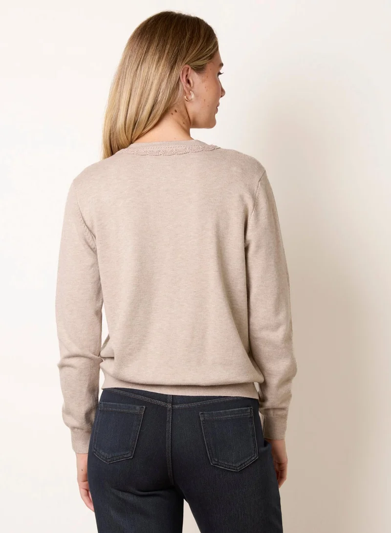 بلو فانيلا Cardigan With Crochet Tie Front Bow Detail