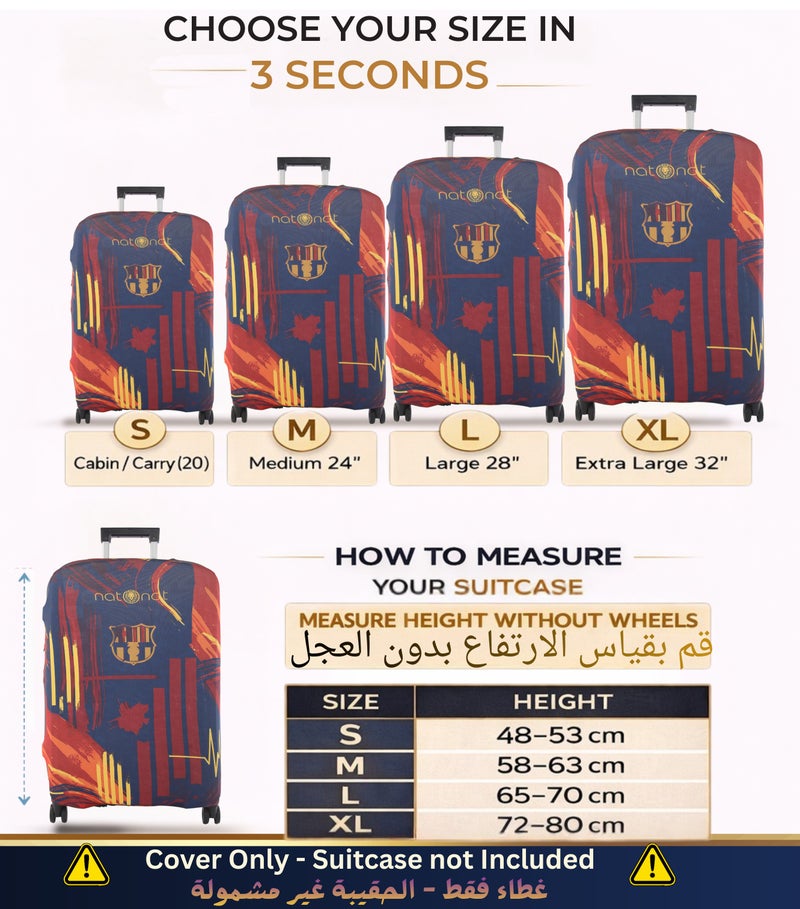 natOnat Travel Luggage Cover Protector - Suitcase Cover - Stretchy, Washable Spandex & Polyester - Protects Against Dirt & Scratches - Blaugrana Design - Fits 48-53 CM Height (Small) - Image 2