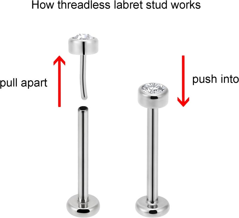 NewkeepsR 20g/18g/16g G23 Titanium Press Fit Threadless Push Pop in Labret Lip Monroe Tragus Earring Stud Piercing - Image 2