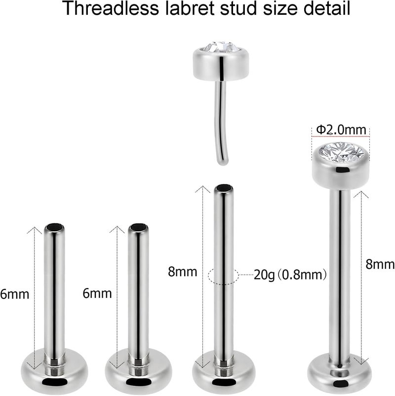 NewkeepsR 20g/18g/16g G23 Titanium Press Fit Threadless Push Pop in Labret Lip Monroe Tragus Earring Stud Piercing - Image 3