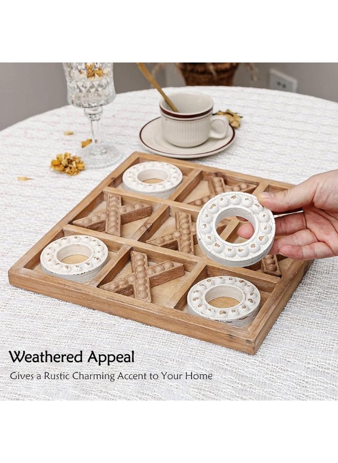 NIKKY HOME Tic Tac Toe Game Coffee Table Decor, 10.6 Inch Rustic Wooden Board, Wood & White - pzsku/Z1CBDEEA09FD4ED9F9DA8Z/45/_/1729412037/6ffb35b4-be32-4eff-914b-d0a1ccd1b6c7