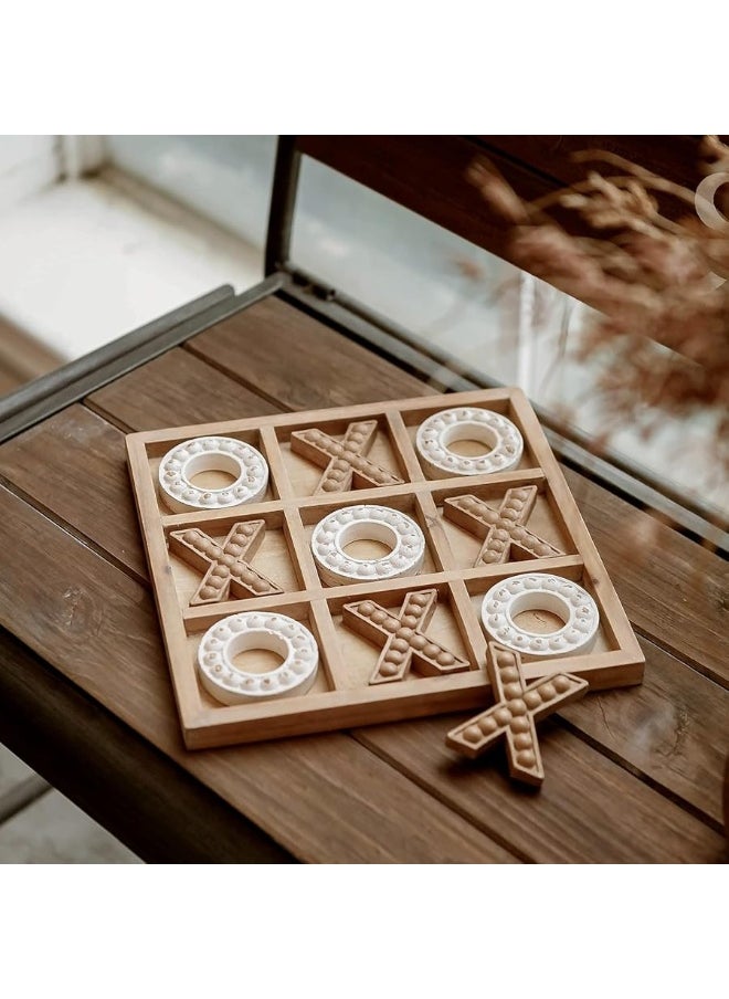 NIKKY HOME Tic Tac Toe Game Coffee Table Decor, 10.6 Inch Rustic Wooden Board, Wood & White - pzsku/Z1CBDEEA09FD4ED9F9DA8Z/45/_/1729412198/23229e9e-f6ee-4da2-a6b2-d1e4e0df587a