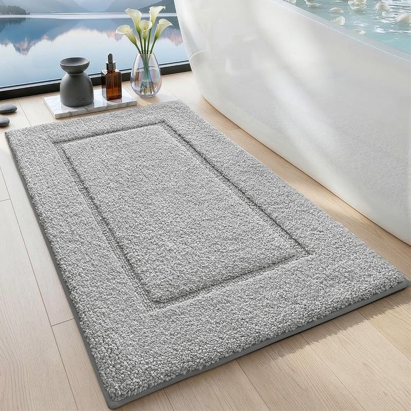 DEXI Bathroom Mat Washable Non Slip Bath Mats, 50 x 80 cm Light Grey - Image 1
