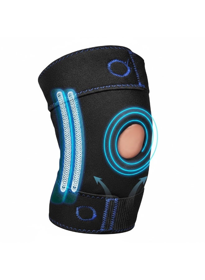 Skin-Friendly Professional Knee Brace with Patella Silicone Pad & Removable Side Stabilizers - Breathable Compression Support for Men & Women - Image 1