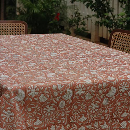 THE YARD HOUSE Wipeable & Anti-Slip Cotton Table Cover - Dusty Rose, 6 Seater (150Cm X 225Cm) | Protects Against Spills & Scratches | Family Dining, Party, Gifting - Image 3