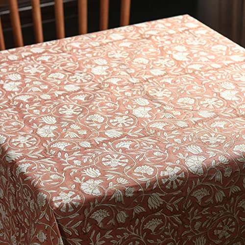 THE YARD HOUSE Wipeable & Anti-Slip Cotton Table Cover - Dusty Rose, 6 Seater (150Cm X 225Cm) | Protects Against Spills & Scratches | Family Dining, Party, Gifting - Image 2