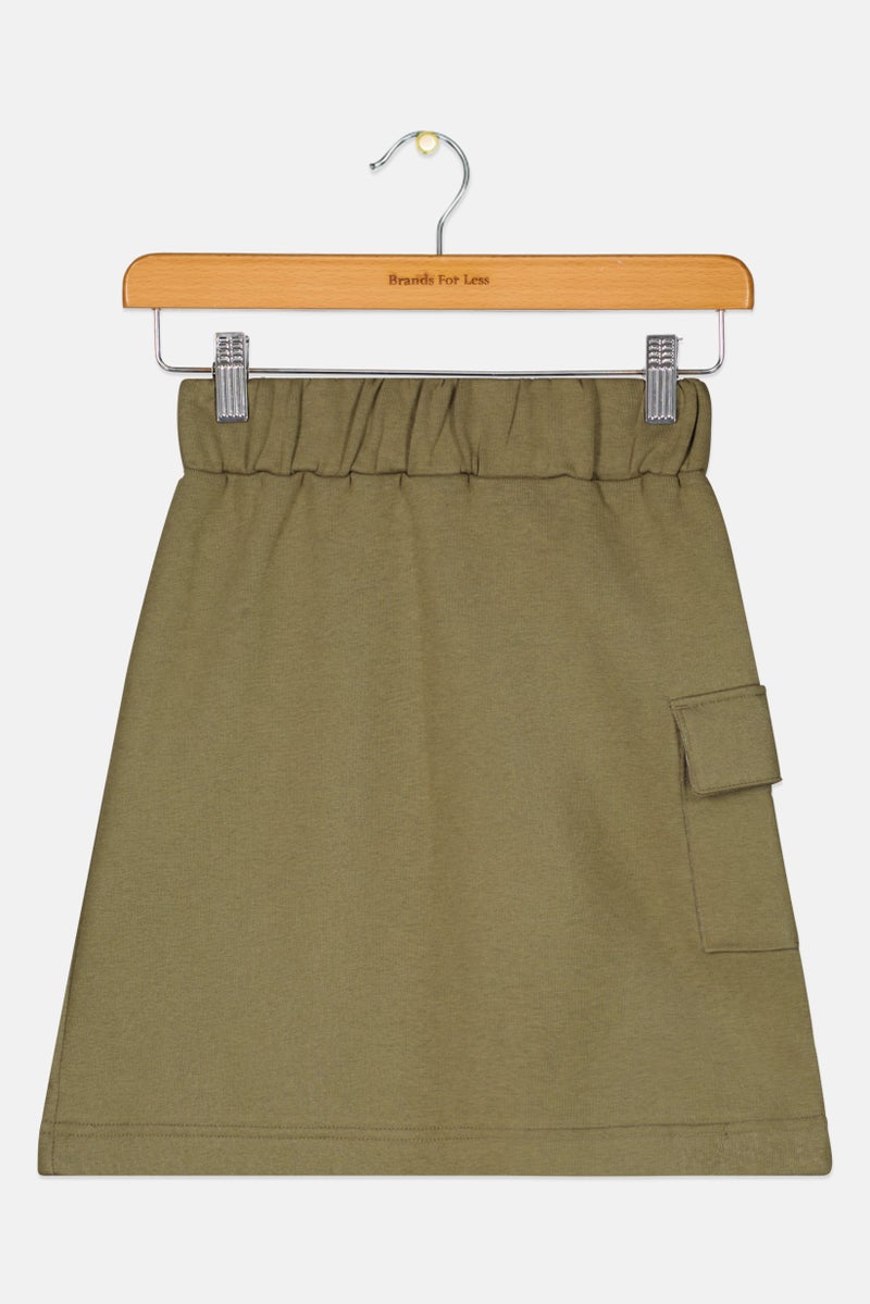 FILA تنورة رياضية للبنات، سحب على، صغيرة، زيتون محترق - Image 2