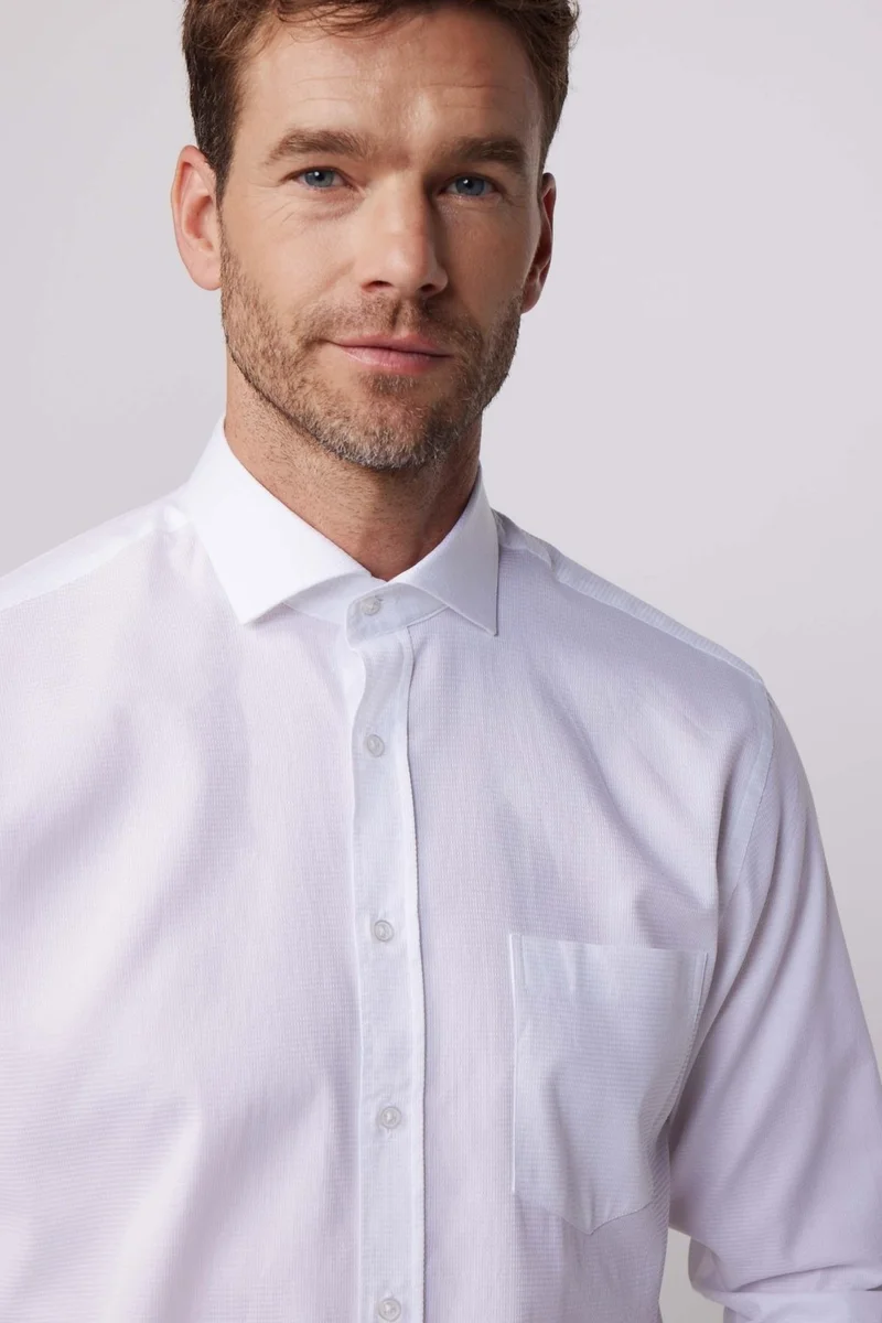 Tudors Classic Fit 100% Cotton Dobby Premium White Men's Shirt