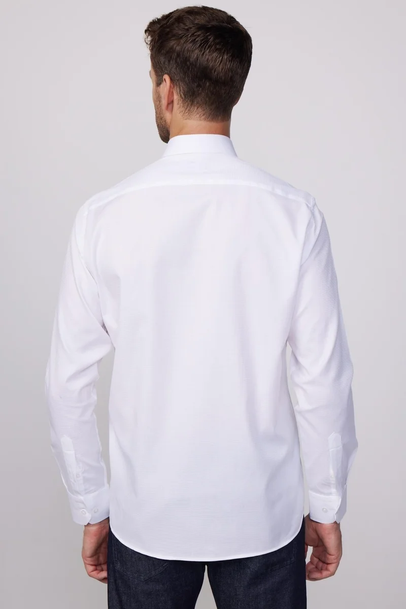 Tudors Classic Fit 100% Cotton Dobby Premium White Men's Shirt