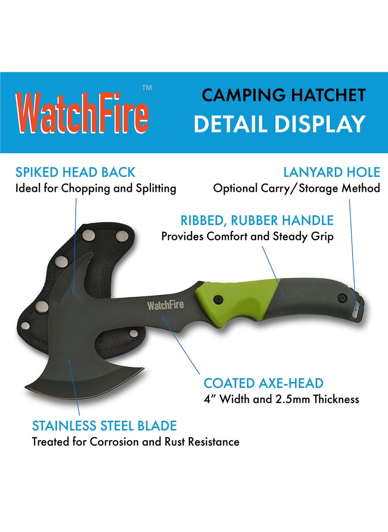 soikoi WatchFire 11.5" Coated Stainless Steel Spiked Back Camping Axe  - Image 2
