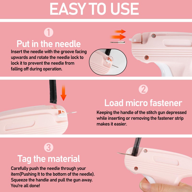 Yewltvep Stitch Gun For Clothes  Quick Clothing Fixer Handheld Stitch Tag Gun For Clothing Mini Stitch Quilting Hemming Sewing Kit Sticky Gun For Clothes With 6 Needles 2500 White & 2500 Black Fasteners - Image 5