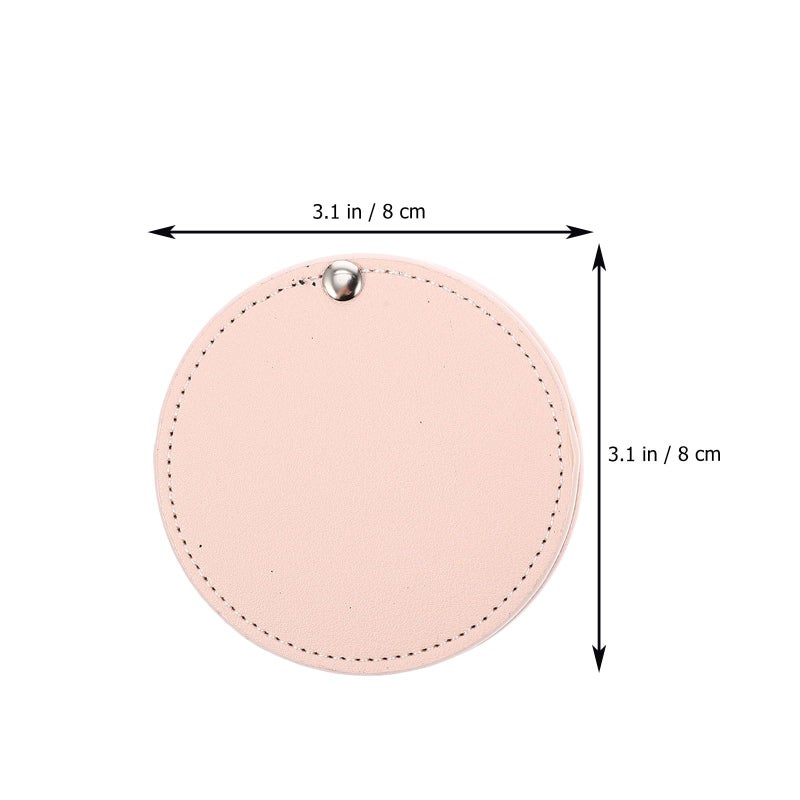 2pcs Mini Travel Makeup Mirrors Portable Compact Pu Case Handheld Cosmetic Mirror - Image 3