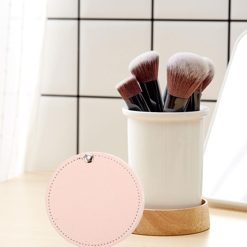 2pcs Mini Travel Makeup Mirrors Portable Compact Pu Case Handheld Cosmetic Mirror - Image 5