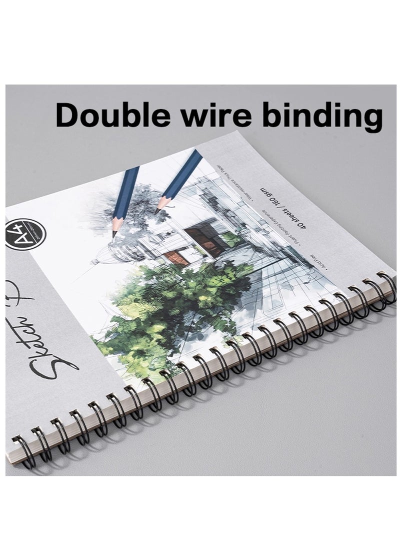 Deli دفتر رسم حلزوني بحجم A4 مع 40 ورقة بسماكة 160 جرام - Image 5