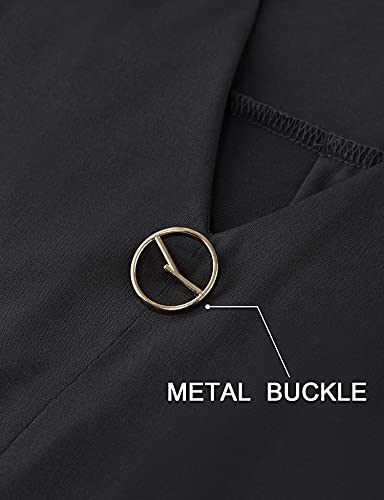 VALOLIA 3/4 Sleeve Shirts for Women, Womens Dress Blouses Business Casual Tops Loose Work Blouses Womens V Neck Blouses Shirts Ladies Elegant Business Casual Tops Work Office Professional Black XXL - Image 4
