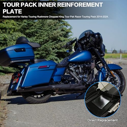 LKV Tour Pack Plate Reinforcement for Harley Touring 2014+, Inner Mounting Base Plate for Chopped Razor King Tour Pak, Perfect Fit Hole Alignment, No Drill Install, 2MM Stainless Steel - Image 2