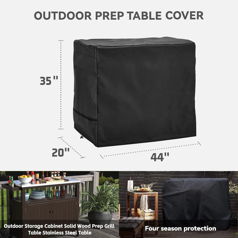 Wnanan Outdoor Prep Table Cover- Heavy Duty Waterproof Cover for Outdoor Stainless Steel Table,Compatible with 44 inch Outdoor Utility Cart and Storage Cabinet Black - Image 2