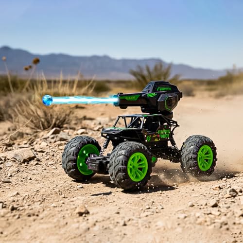 FormulaFun Nitro Blaster 1:18 RC Car, Water Ball Firing, LED Lights, 2.4GHz Gun Remote, Rugged Tyres & Shock Suspension, Type-C Rechargeable Battery, All-Terrain RC Car for Kids 4+ Years - Green - Image 1