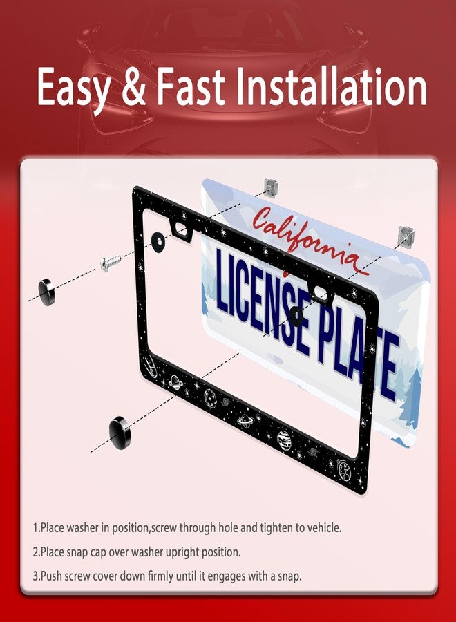 UNINDREM Galaxy Planet License Plate Frame Universe Star Stainless Steel License Plate Frame Rust-Proof Auto Parts Decoration with Screws License Plate Holder for Men Women Youth 12x6 Inch Gift - Image 3