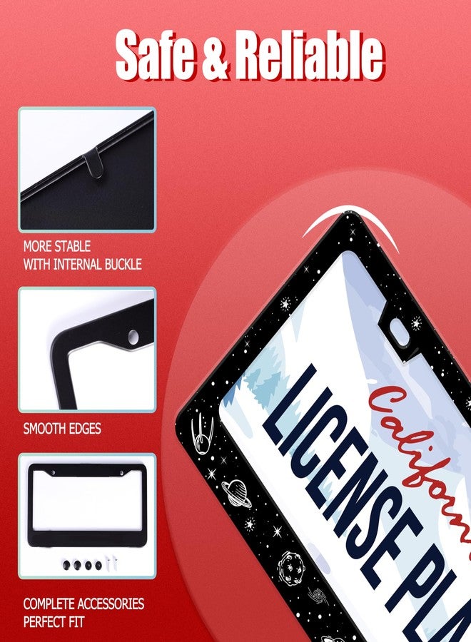 UNINDREM Galaxy Planet License Plate Frame Universe Star Stainless Steel License Plate Frame Rust-Proof Auto Parts Decoration with Screws License Plate Holder for Men Women Youth 12x6 Inch Gift - Image 4