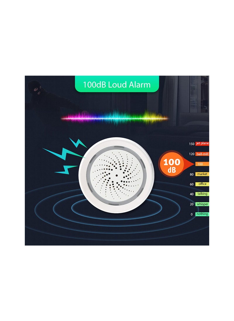 Captaintech - Smart Wi-Fi Siren Alarm, Wireless Alarm, Burglar Alarm with Sound and Light, 100dB Sounder, Tuya App Control, No Hub Required, for House, Apartment, Compatible with Alexa, Google Assistant(1 Pack) - Image 1