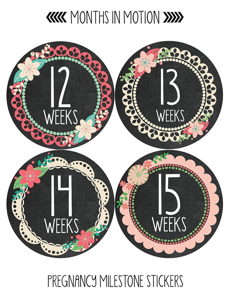Months In Motion Pregnancy Weekly Belly Growth Stickers  Week to Week Pregnant Expecting Photo Prop  Maternity Keepsake  Baby Bump  Large Set of 36 Weekly Photo Sticker - Image 2