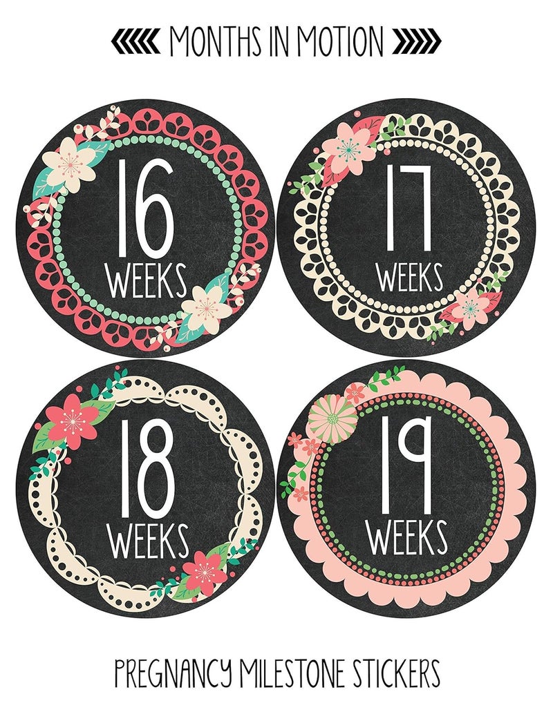 Months In Motion Pregnancy Weekly Belly Growth Stickers  Week to Week Pregnant Expecting Photo Prop  Maternity Keepsake  Baby Bump  Large Set of 36 Weekly Photo Sticker - Image 3