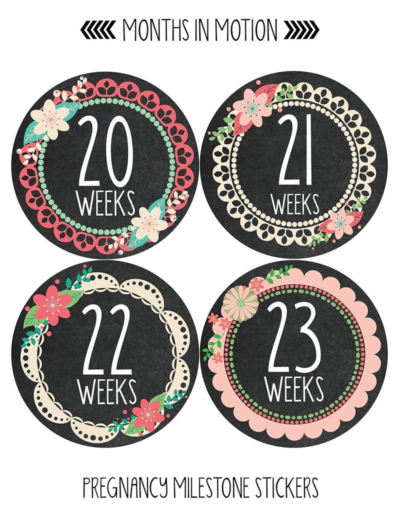 Months In Motion Pregnancy Weekly Belly Growth Stickers  Week to Week Pregnant Expecting Photo Prop  Maternity Keepsake  Baby Bump  Large Set of 36 Weekly Photo Sticker - Image 4