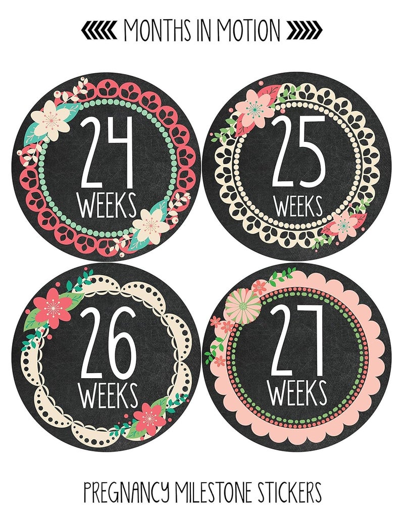 Months In Motion Pregnancy Weekly Belly Growth Stickers  Week to Week Pregnant Expecting Photo Prop  Maternity Keepsake  Baby Bump  Large Set of 36 Weekly Photo Sticker - Image 5