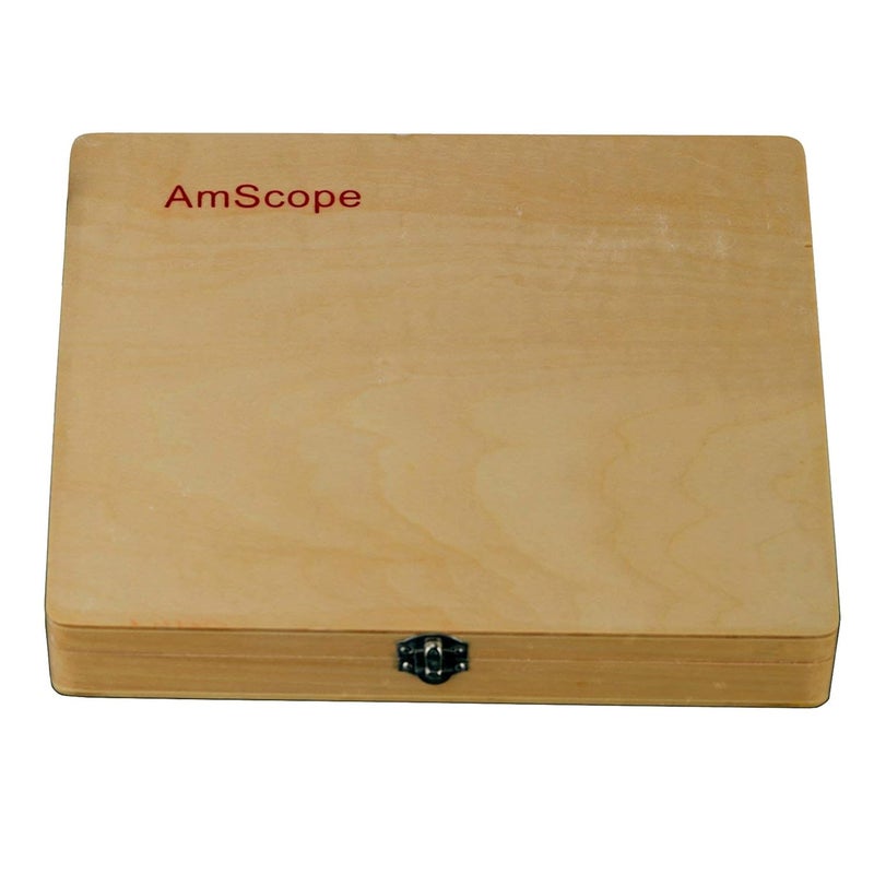 AmScope مجموعة شرائح المجهر المحضرة PS100B للتعليم الأساسي في العلوم البيولوجية، 100 شريحة، المجموعة ب، تشمل علبة خشبية مصممة - Image 3