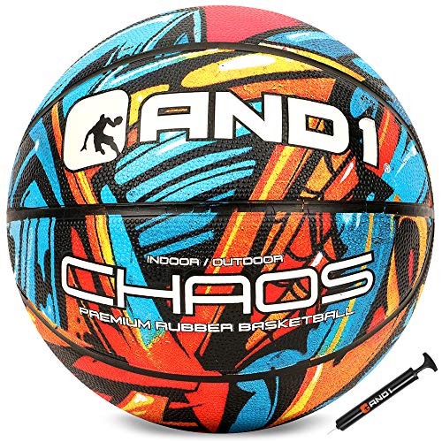 AND1 Chaos Basketball: Official Regulation Size 7 (29.5 inches) Rubber - Deep Channel Construction Streetball, Made for Indoor Outdoor Basketball Games - Image 1