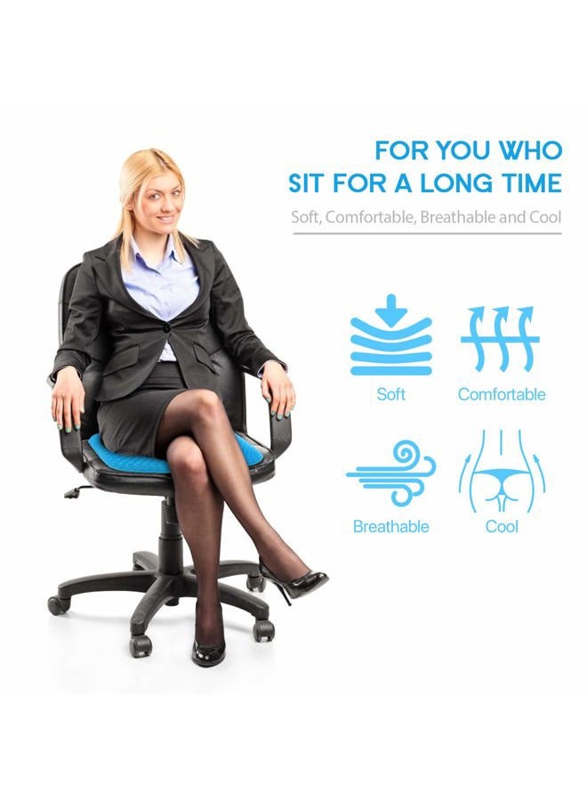 Hvllyan Gel Seat Cushion for Long Sitting (Thick & Extra Large) Cushion for Wheelchair, Comfy, Gel Car Seat Cushion Breathable, Gel Seat Cushion for Office Chair for Hip Pain, Blue, Pack of 1 - Image 2