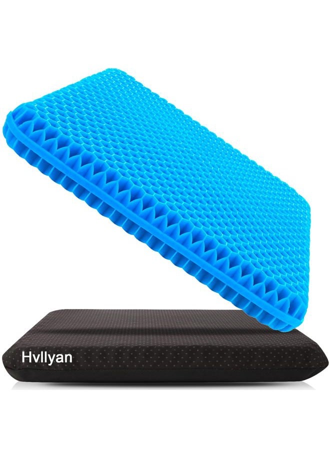 Hvllyan Gel Seat Cushion for Long Sitting (Thick & Extra Large) Cushion for Wheelchair, Comfy, Gel Car Seat Cushion Breathable, Gel Seat Cushion for Office Chair for Hip Pain, Blue, Pack of 1 - Image 1