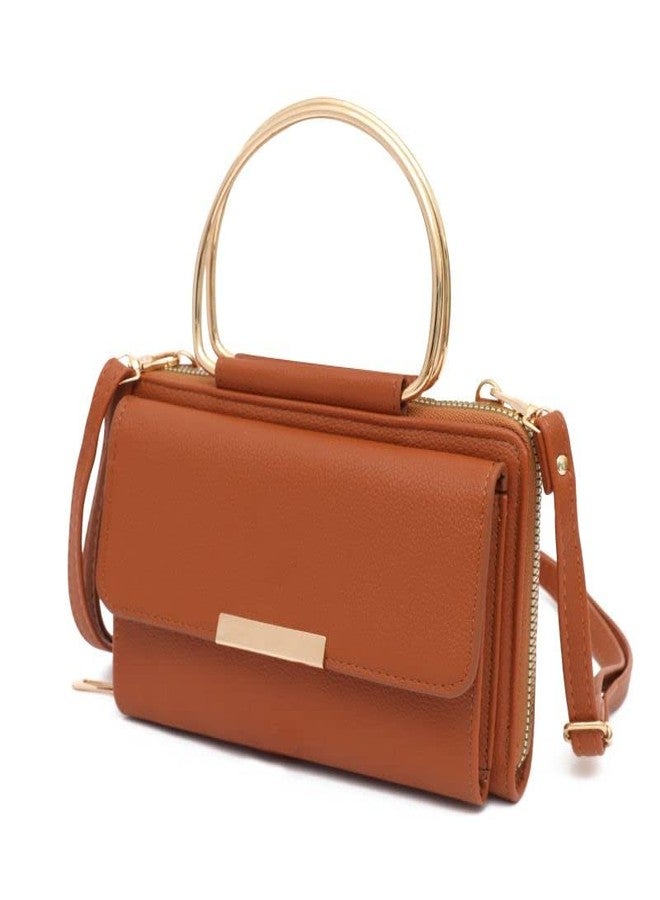 EVVE Small Top Handle Wristlet Clutch Purse,Trendy Crossbody Cell Phone Wallet Purse For Women | Tan - Image 1