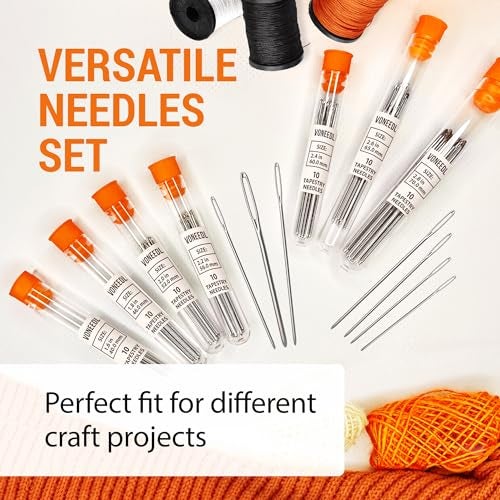 VONEEDL Large Eye Blunt Tapestry Needles (Pack of 70) - 7 Sizes with 7 Storage Tubes - Stainless Steel - Perfect for Darning, Embroidery, Cross-Stitching, Crafting, Knitting, Weaving, and DIY - Image 4