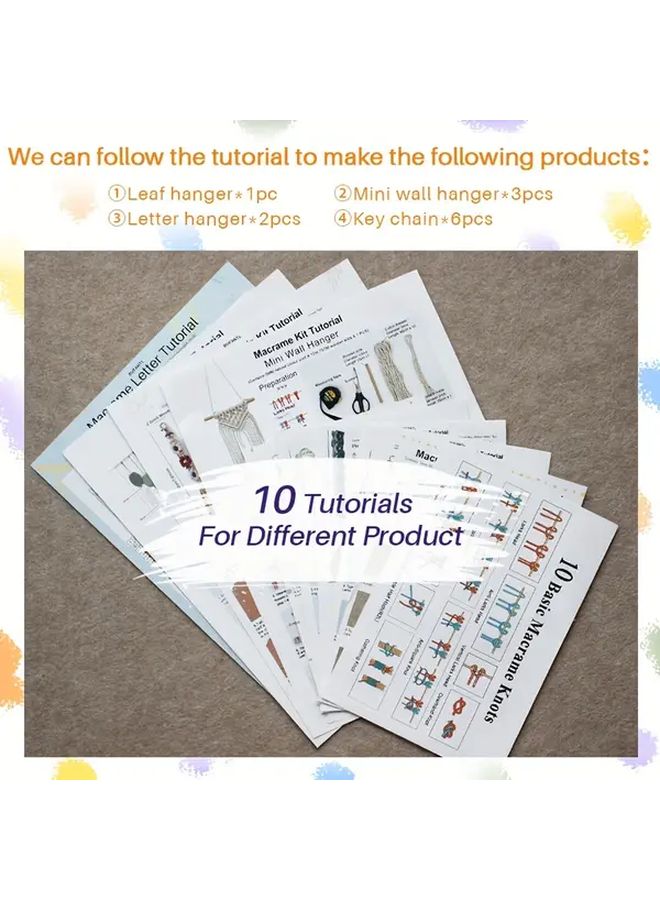 Weaving Kit Gift Box 6 Colors Ropes 10 Tutorials DIY Keychains - Image 3
