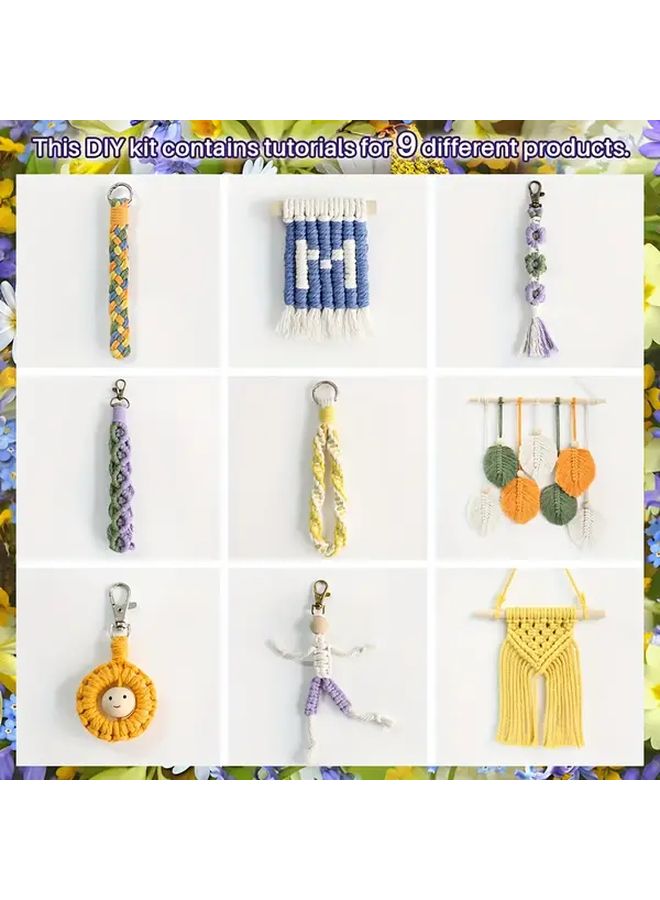 Weaving Kit Gift Box 6 Colors Ropes 10 Tutorials DIY Keychains - Image 4