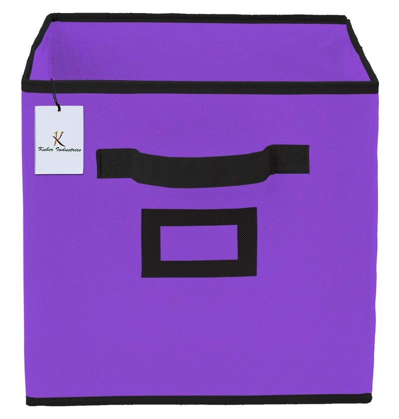 Kuber Industries Kuber Industries Non Woven Small Foldable Storage Organiser Cubes (Purple, 27 cm x 27 cm x 27 cm) - CTKTC035155  - Image 4