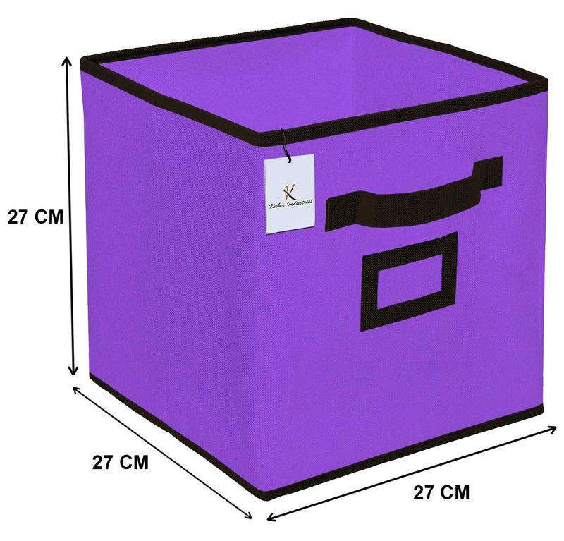 Kuber Industries Kuber Industries Non Woven Small Foldable Storage Organiser Cubes (Purple, 27 cm x 27 cm x 27 cm) - CTKTC035155  - Image 2